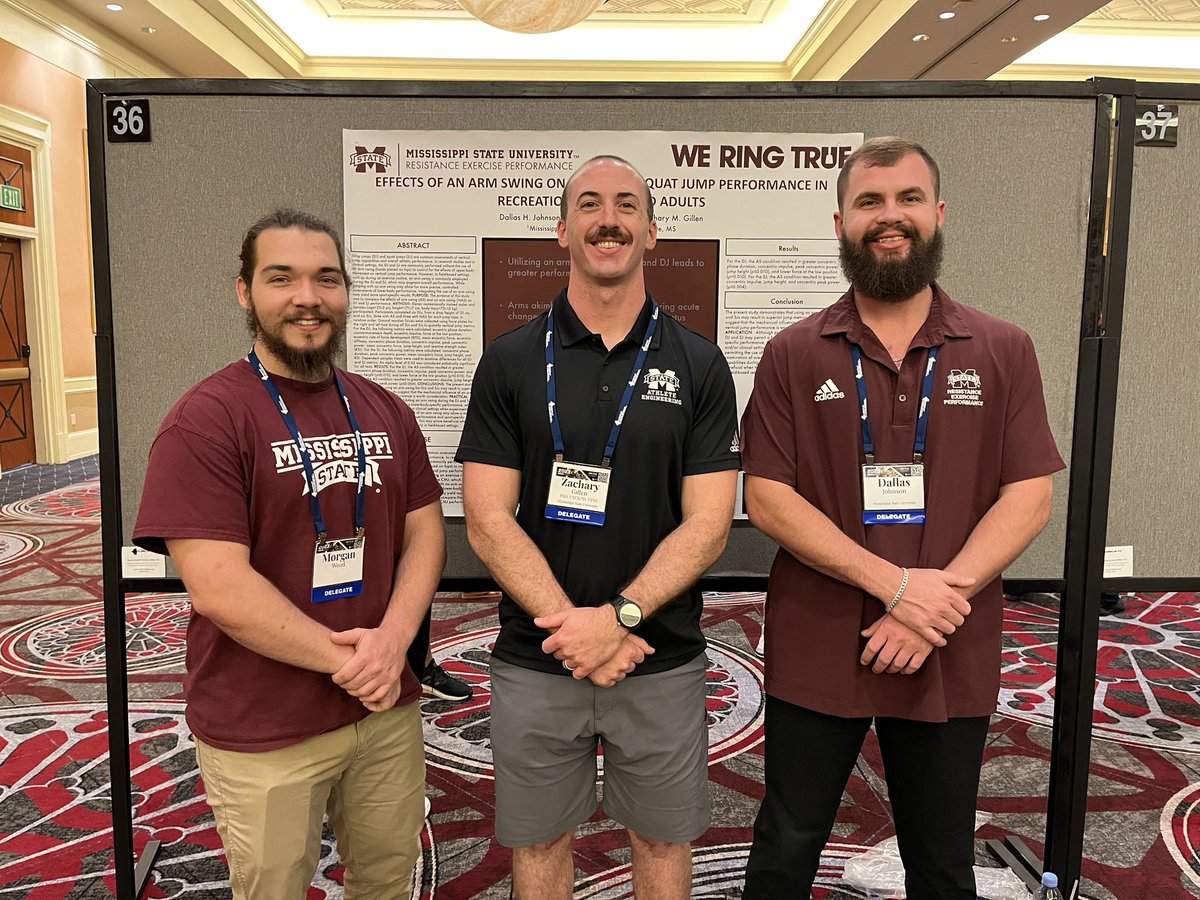 zmgillen's tweet photo. Proud of Morgan Wood and Dallas Johnson for presenting their research at the NSCA national conference! @MSUKinesiology @CollegeofEd_MSU @msu_AthleteEng @NSCA #MSU #HailState #ResistanceExercisePerformance #NSCA https://t.co/AY5fJVPYkK
