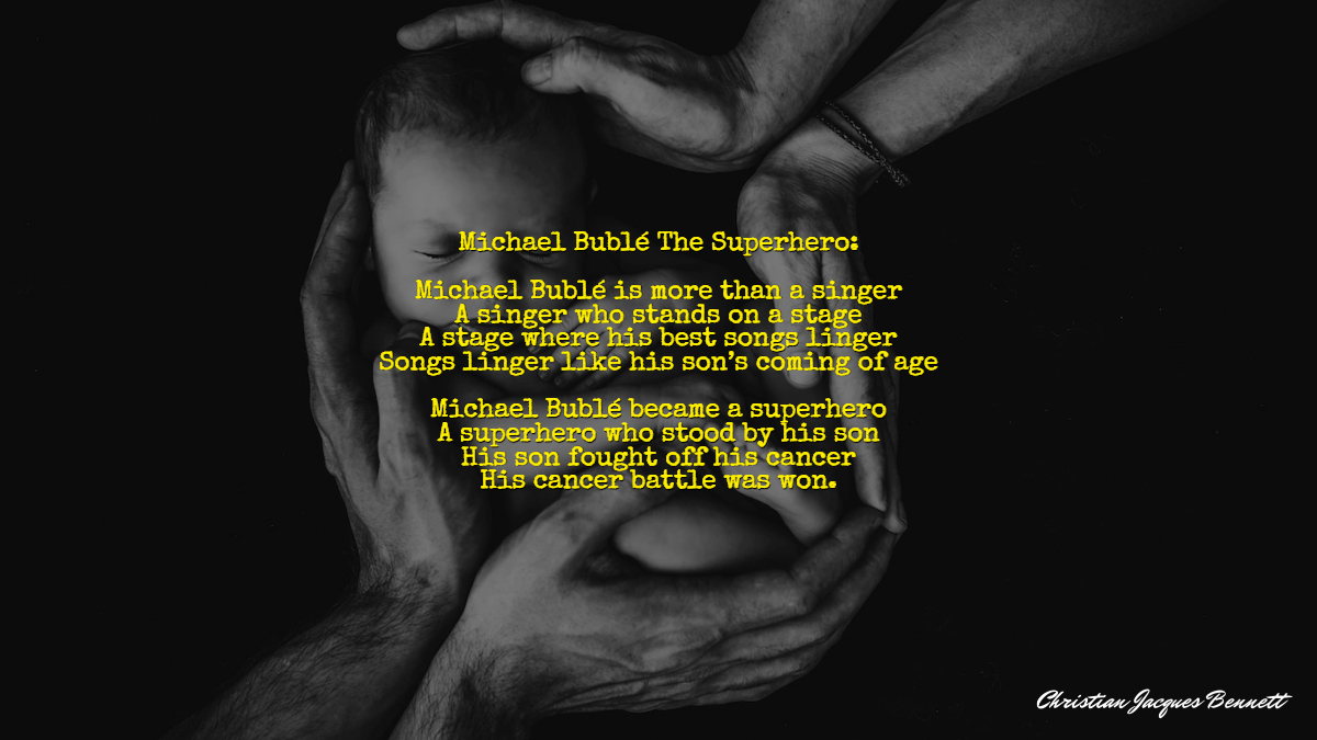 cjbtoday's tweet photo. 🤔 #thoughtoftheday #ThoughtForTheDay #poemoftheday #QuestionOfTheDay
What did Michael Bublé go through with his child and how can his experience help you?
👣 https://t.co/4PcwoWfk4k
#repeat2 #poem #poetry #selfimprovement #selfhelp #cancer #blogpost #lifequotes @MichaelBuble https://t.co/yGQ9WmOu04