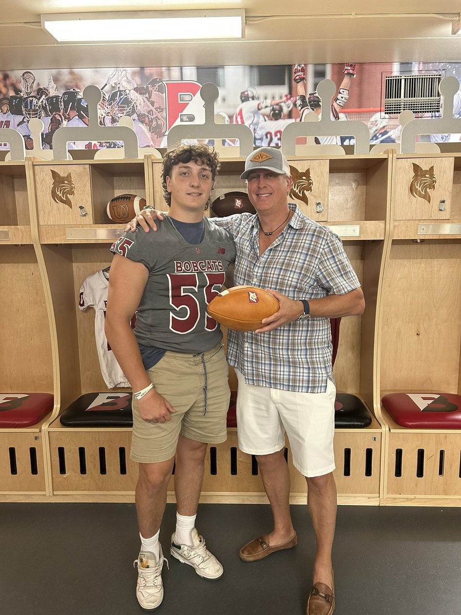 Had a blast at <a href="/Bates_Football/">Bates Football</a> yesterday. Loved hearing about the program they’re building up there in Maine. Thank you <a href="/Cats_CoachCoyne/">Coach Coyne</a> <a href="/coachwehrhahn/">Matt Wehrhahn</a> and <a href="/CoachWatrous/">Owen Watrous</a> for a great visit !