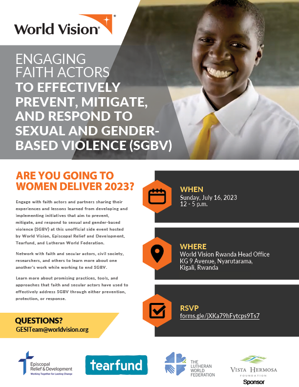 WVRwanda's tweet photo. Faith Actors will be sharing the best faith based approaches to prevent Gender Based Violence #GBV among the communities we serve. This will be held
@WVRwanda Head Office in Kigali on Sunday 16th July 2023 ahead of #WD2023
#Lifeinitsfullness
#OurFaith https://t.co/4QJXcGyxiJ