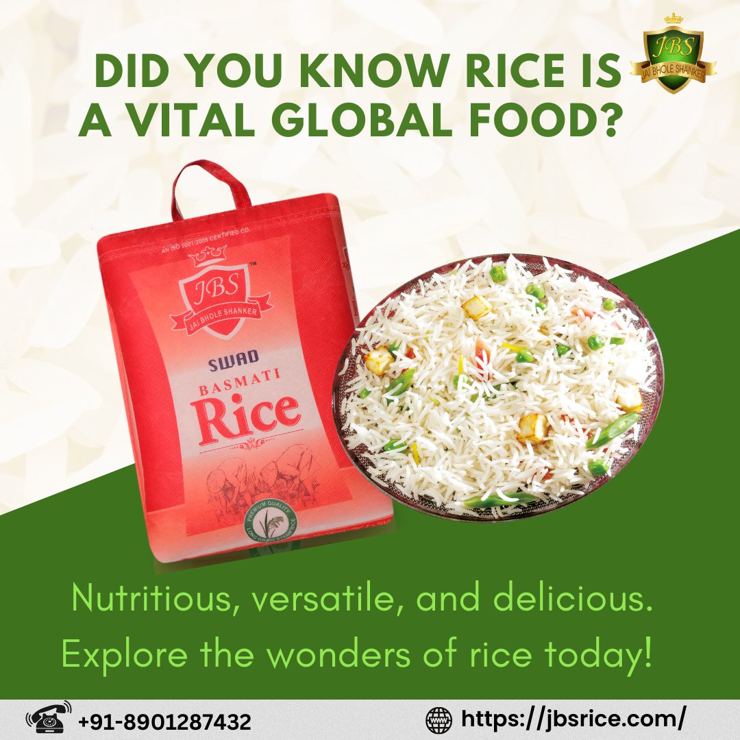 Did you know rice is a vital global food? Nutritious, versatile, and delicious. Explore the wonders of rice today!

#RiceFacts #JBSRice #swaad #qualitymatters #GrainPower #RiceRevolution #StapleFood #VersatileGrain #NutritiousChoice #GlobalFood #RiceWonders #CulinaryDelight