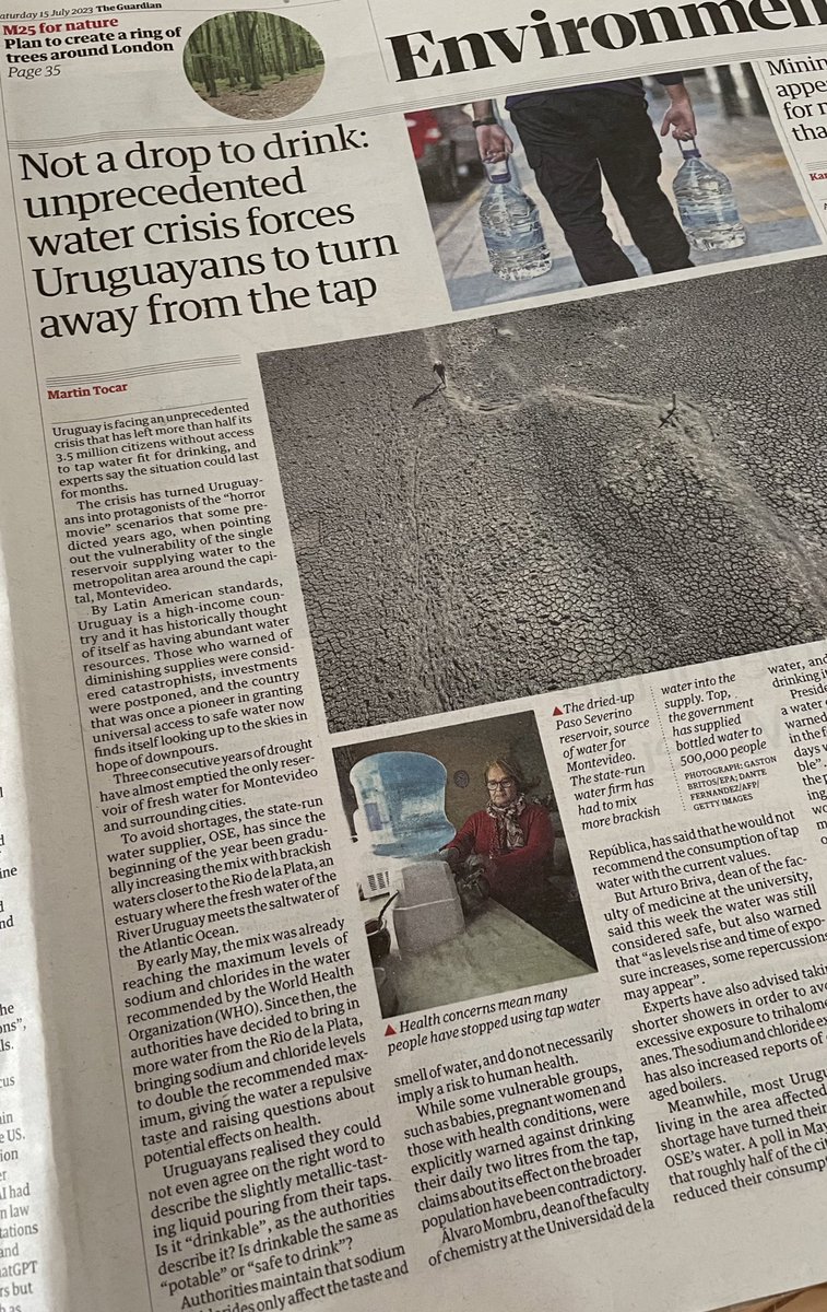 tinchotoc's tweet photo. The water crisis that turned Uruguayans into the protagonists of the “horror movie” scenarios they ignored for decades.

Happy to share my first printed piece in @guardian.

Web version here: https://t.co/ed8CjYcwwq https://t.co/rFsQlcPATQ