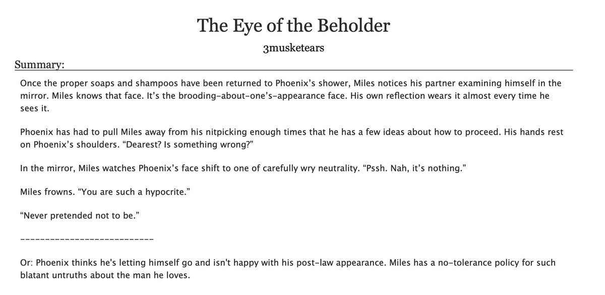 new #narumitsu fic up!

archiveofourown.org/works/48603124…

in which Edgeworth makes sure that Phoenix knows he finds him attractive, badge or no badge :,)
