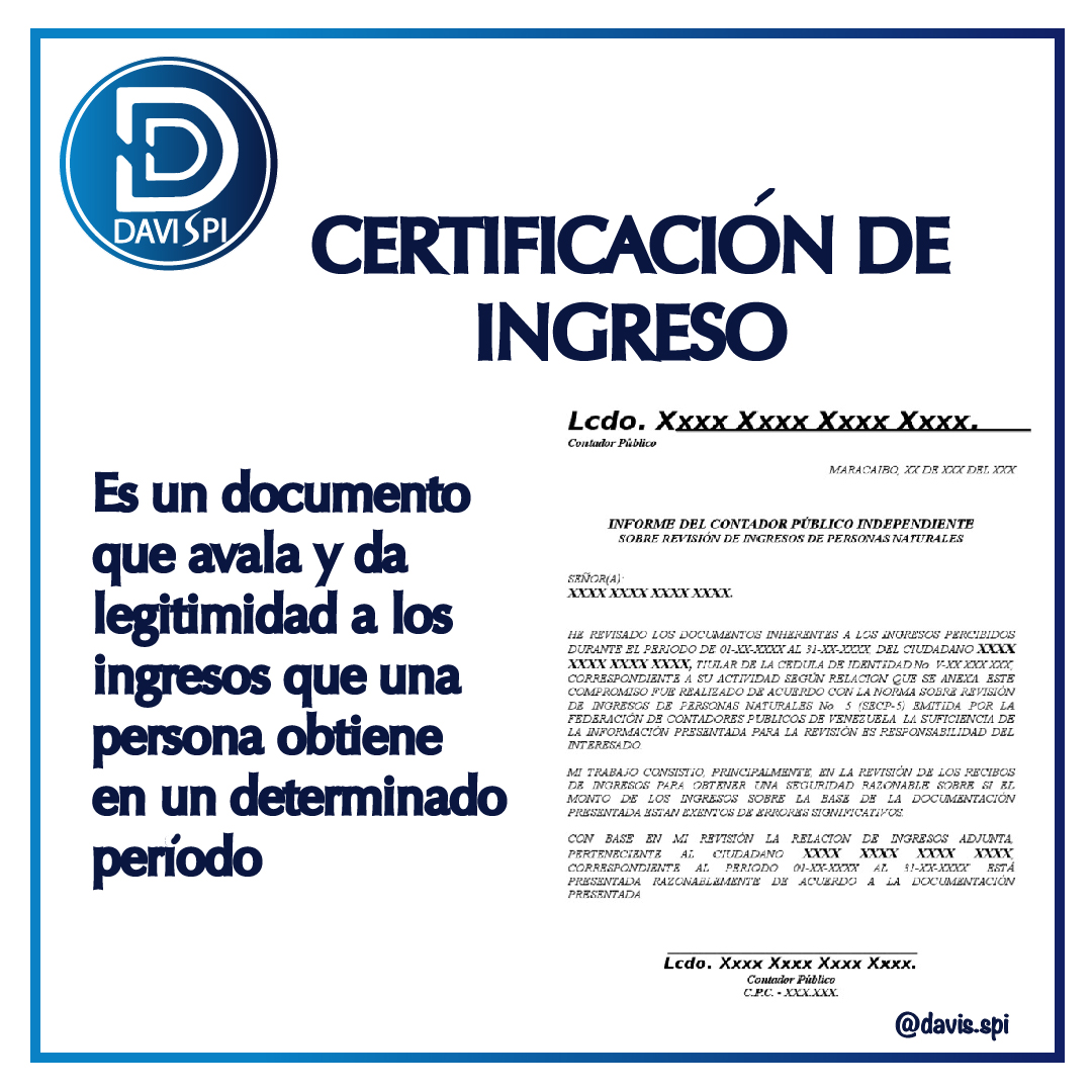SpiDavis's tweet image. La #certificaciondeingresos es generalmente solicitada por los bancos al momento de solicitar un crédito, determinando el ingreso en un lapso de tiempo específico.  Lo hacemos para ti, en el menor tiempo, al mejor precio  #caracas #ccs #servicios #davis #venezuela #guarenas
