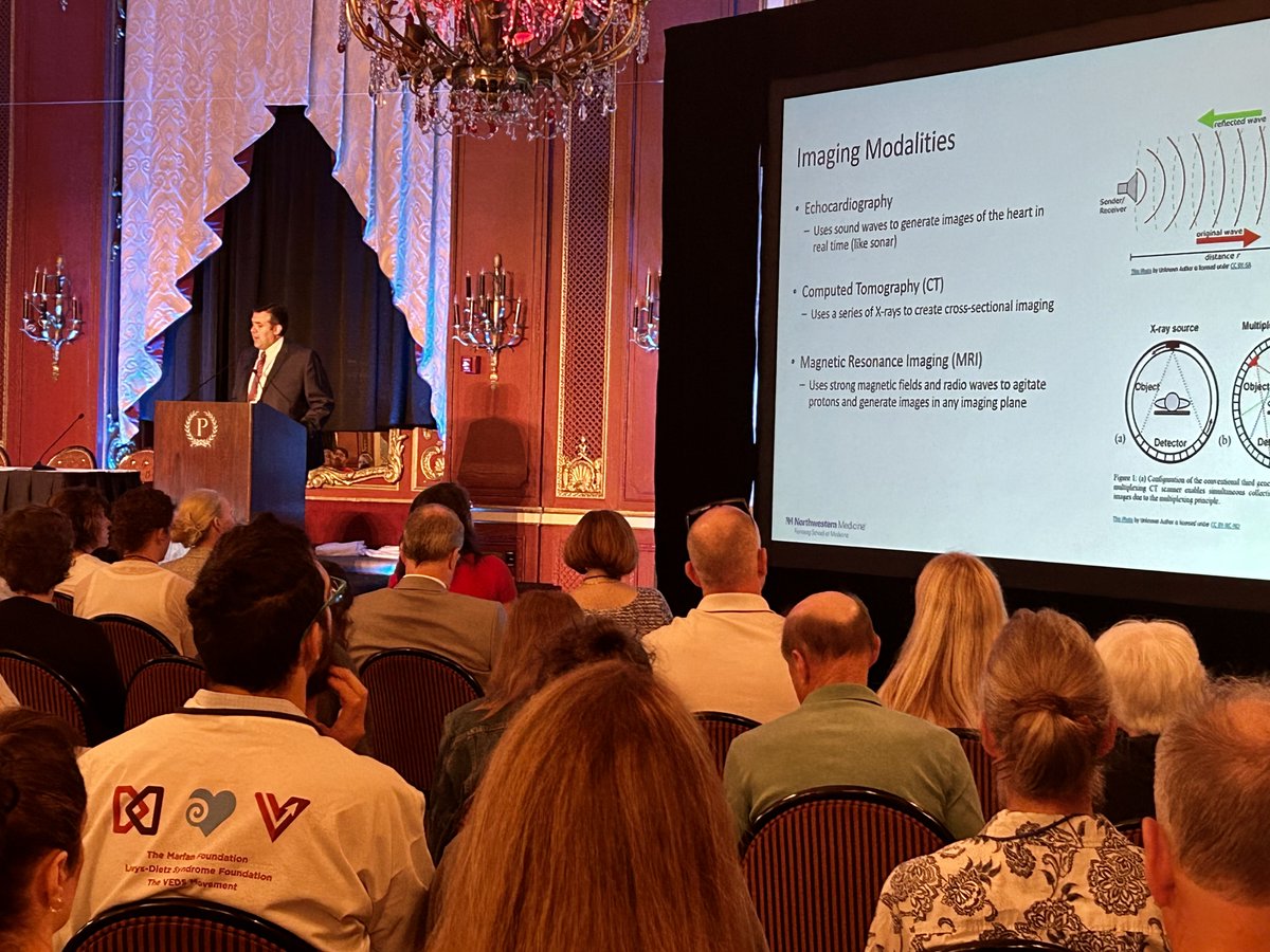 MarfanFdn's tweet photo. In the General Session this morning, Dr. Heidi Connolly, @mayoclinic, gave attendees an overview of the new ACC/AHA aortic disease guidelines, &amp; Dr. Joseph Camarda, @Luriechildrens, discussed advances in cardiac imaging. #chicagoconf23 #Marfan #LoeysDietz #VEDS #marfanchicago23 https://t.co/zdKzpre8ur