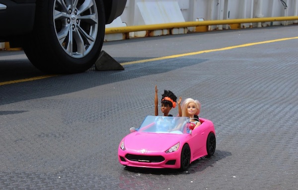 CMLFerry's tweet photo. Barbie took a trip on the Cape May-Lewes Ferry to pick up Ken. Their hot pink car turned some heads as they sailed across the Delaware Bay. Did you see Barbie roll through the tolls?💗 #Barbie #BarbieTheMovie #CMLF https://t.co/SXyfFxN8EM
