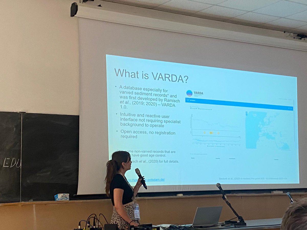 CQRRHUL's tweet photo. PhD student @AnnaBeckett98 presented updates to the Varved sediment database (VARDA) to improve the temporal accuracy and resolution of environmental reconstructions. Check out the pre-print of her paper here:  https://t.co/58GHgRsnhr #RHULGeogPostgrad #INQUARoma2023 https://t.co/PFKM0gn5ih
