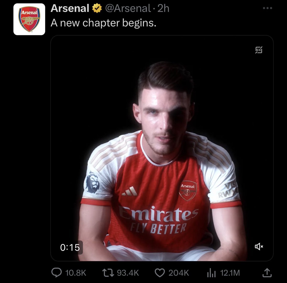 TrollFootball's tweet photo. Arsenal signing Declan Rice tweet has more engagements than Man City winning the treble tweet 😭 https://t.co/f1yY6WoMVS
