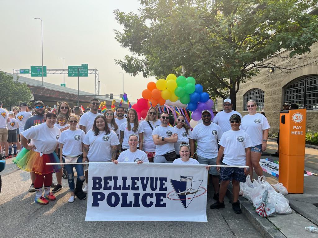 It’s a beautiful day for a parade. Out representing the Bellevue Police in the 2023 Heartland Pride Parade!