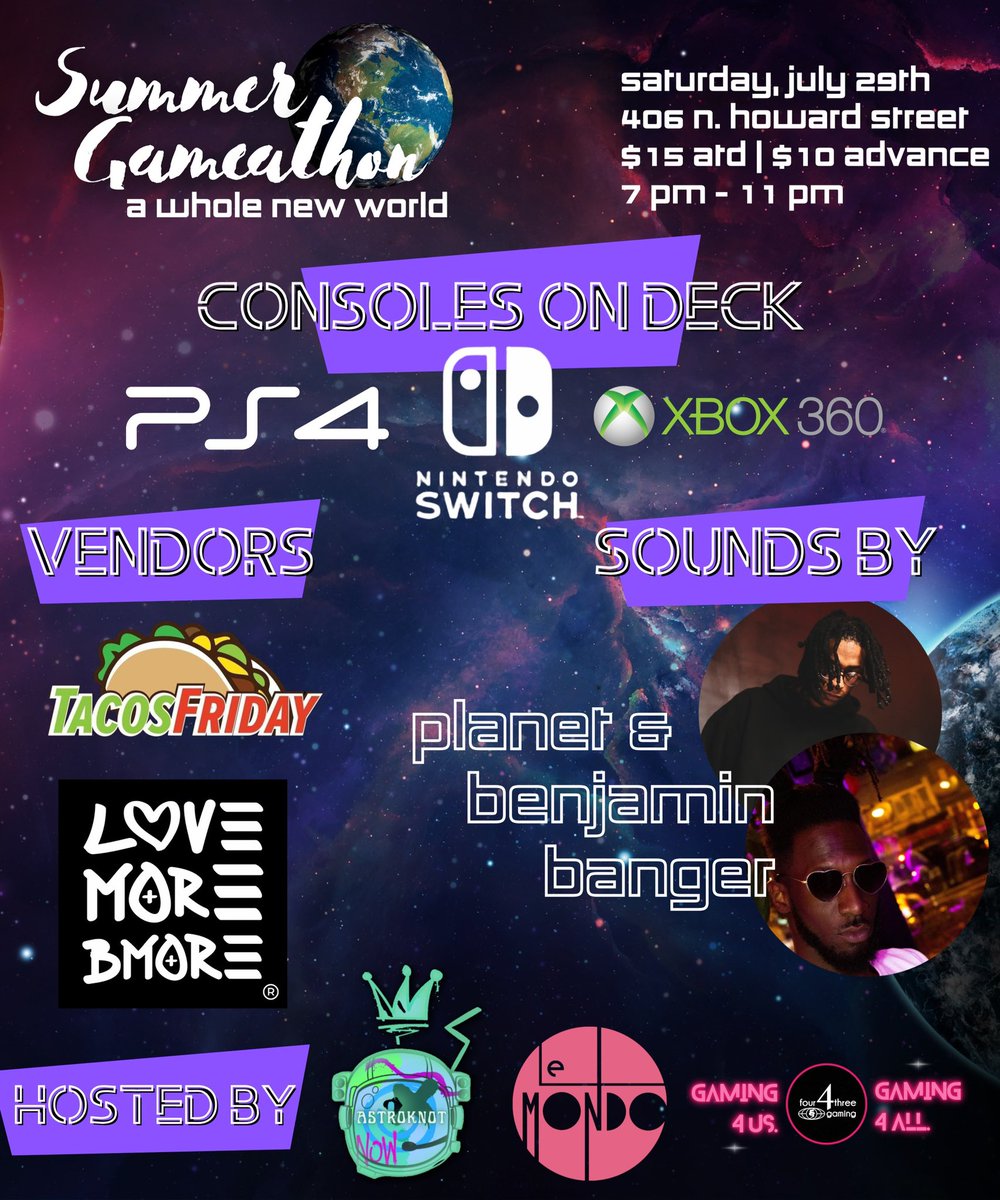 planetmg_'s tweet photo. CALLING ALL RANGERS!! WE GOT A BUSY WEEK COMING UP!! CATCH PLANET AND THE MORPHING GRID TEAM ACTIVE THIS WEEK WITH @Four4ThreeGaming @ChrisCassius &amp; @BenJaminBanger 

#Nintendo #VideoGames #FourFourThreeGaming #Playstation #Xbox #Gamingevents #BaltimoreEvent #DJSet #JULY https://t.co/lzt8JoMGWy