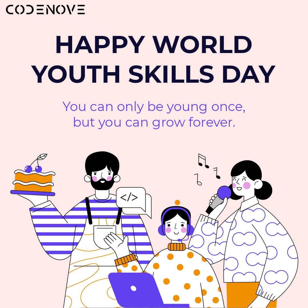 CodeNove's tweet photo. 🌍✨ Happy World Youth Skills Day! 🎉 Join us in celebrating the power of skills and the future of our youth. 💪👩‍💻 Let's empower the next generation of innovators together! 🚀🌟 #WorldYouthSkillsDay #YouthEmpowerment #SkillsDevelopment #FutureLeaders #CODENOVE #TechTalent https://t.co/b97GpZsUqT