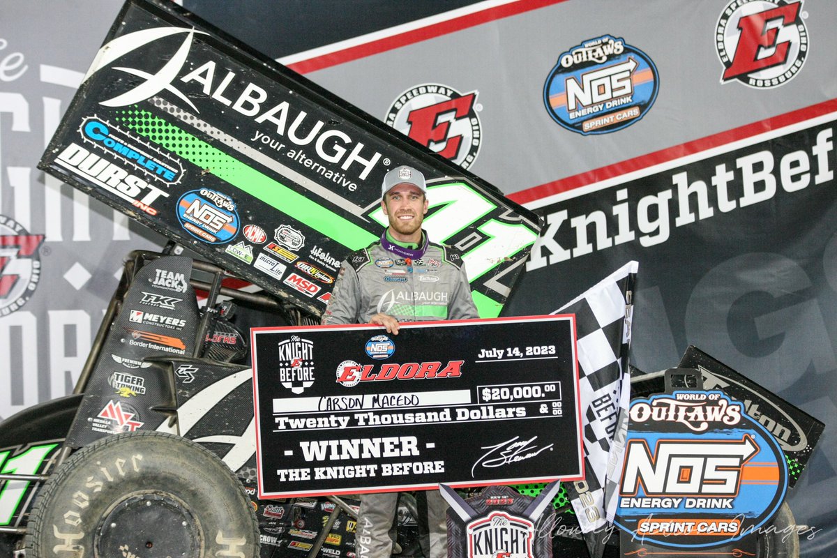 Matt_Alloway_37's tweet photo. @carson_macedo picked up the win in #TheKnightBefore @EldoraSpeedway on Friday, July 14th in the @JJR41Updates #41 (1 of 2) https://t.co/NoXThFFLpO