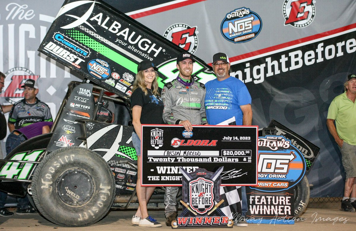 Matt_Alloway_37's tweet photo. @carson_macedo picked up the win in #TheKnightBefore @EldoraSpeedway on Friday, July 14th in the @JJR41Updates #41 (1 of 2) https://t.co/NoXThFFLpO
