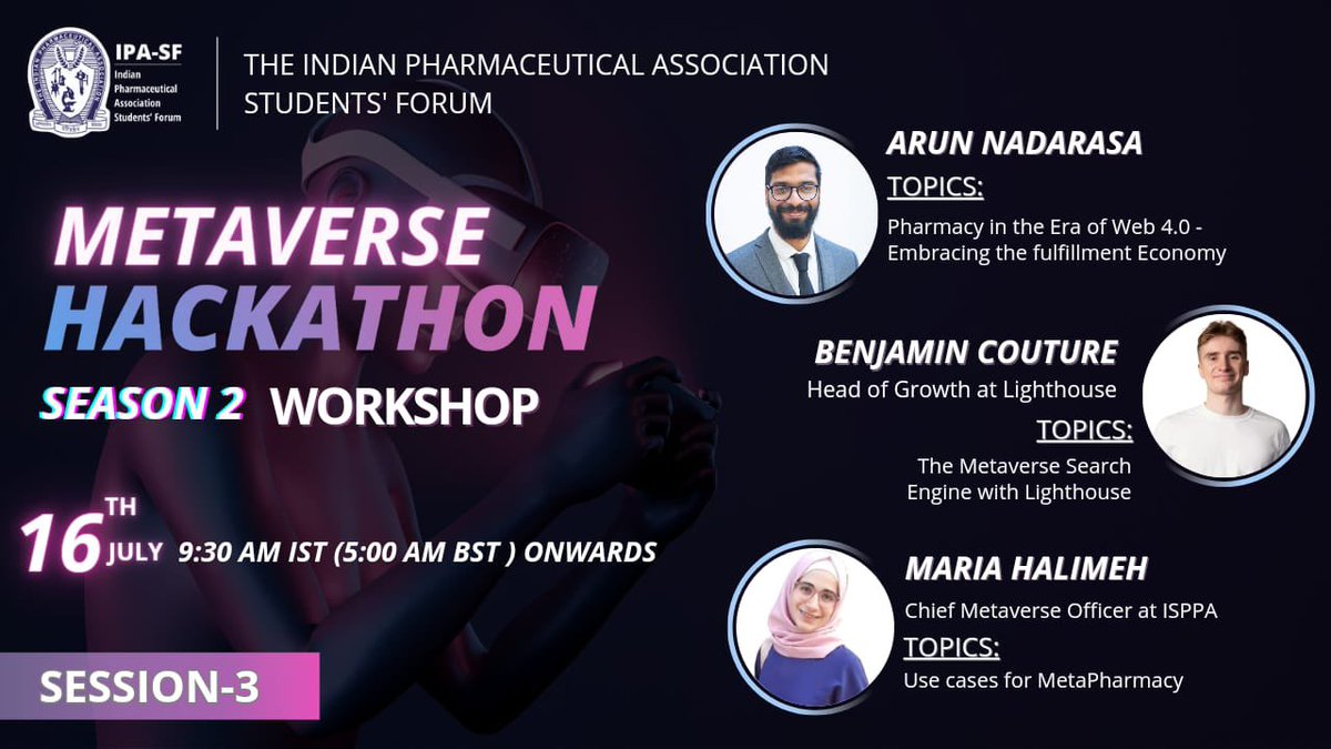 IPA_SF's tweet photo. Session 3 of the Metaverse is here! 🚀✨

Get ready to unlock a world of endless possibilities as we dive deeper into the incredible realm of the Metaverse. 🌈💻

Join us for our highly anticipated 3rd session 
#Industry4.0 #ArtificialIntelligence #IPA #IPASF
#MetaverseHackathon https://t.co/eRAYX5drkV