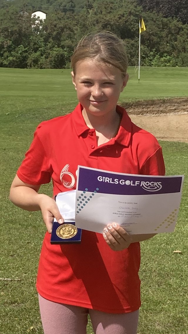 Charlotte only started golf lessons six weeks ago after a taster session at school. Today she was awarded her certificate for completing her <a href="/GirlsGolfRocks1/">Girls Golf Rocks</a> course and she also won the weekly medal for her commitment to her lessons.  Proud mum! <a href="/SjnPeDept/">Sir John Nelthorpe PE</a>