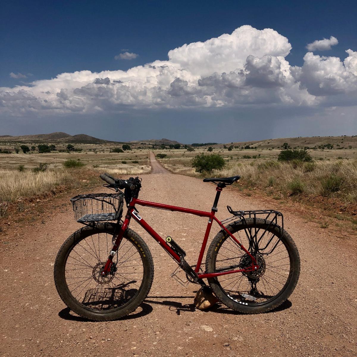 The Trust monitors all land easements by various means of transport - 4-wheel drive, hiking, drone and bike. This photo is from a recent trip to Babocomari Ranch by Stewardship Manager Andrew Quarles. In the background a rainstorm in the east cools Willcox. Happy Friday friends!