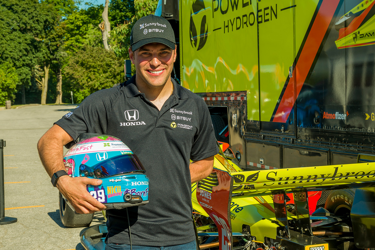 Sunnybrook's tweet photo. Good Luck to Sunnybrook NICU graduate, @devlindefran who is racing in this weekend’s @hondaindy. Devlin is an inspiration to many including many of our NICU graduates he met last year. To help Sunnybrook’s most vulnerable babies thrive visit https://t.co/GTqFk5ufMI. https://t.co/LLI7FCbfY1