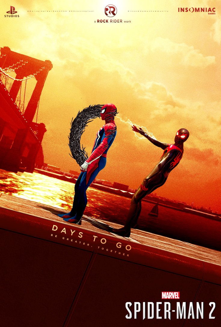 ursRockrider's tweet photo. Spider-Man, Spider-Man,
does whatever a Spider can.

97 DAYS until Marvel's Spider-Man 2 release. 🕸️🕷️⚡

@YuriLowenthal @NajJeter #SpiderMan2PS5 #RRconceptual https://t.co/aYbwGYVG3c