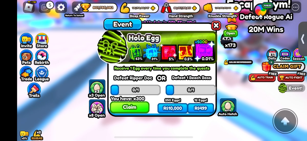 DxrkRBLX_YT's tweet image. #roblox Already got 300 eggs can’t wait for what will happen! @axelmakes @UseClover