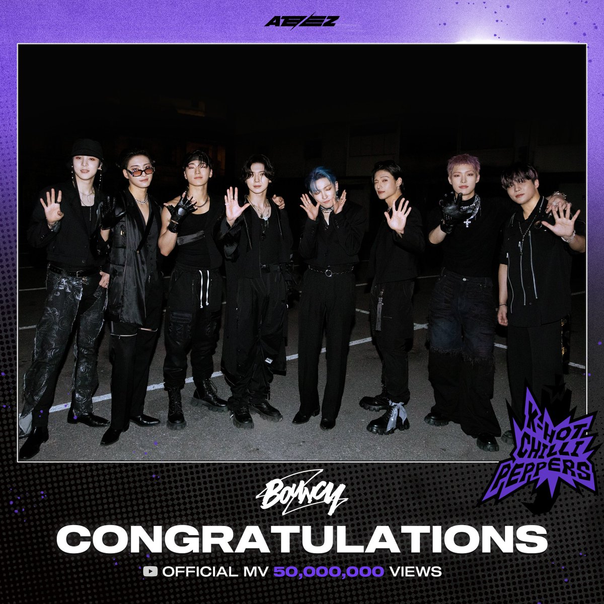 ATEEZofficial's tweet photo. [📢] ATEEZ(에이티즈) - 'BOUNCY (K-HOT CHILLI PEPPERS)' Official MV 50,000,000 Views
⠀
ATINY의 뜨거운 사랑에 힘입어 'BOUNCY (K-HOT CHILLI PEPPERS)' 뮤직비디오 5천만뷰 달성!
ATEEZ에게 꾸준한 관심과 사랑 부탁드립니다❤
⠀
▶️  https://t.co/tSYltMbdbS
⠀
#BOUNCY #ATEEZ #에이티즈 https://t.co/8PWwIXjHM5