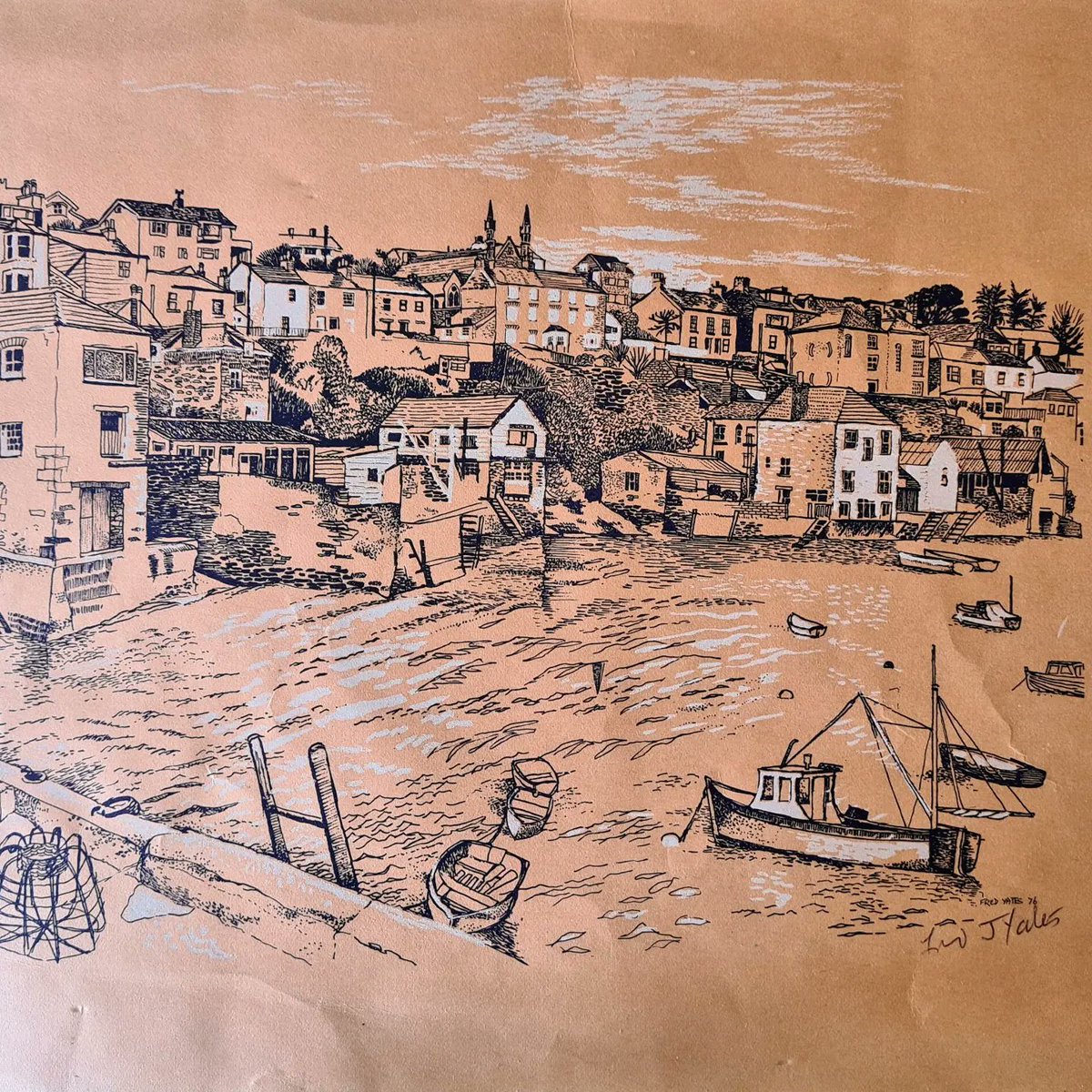 fredyatesgaller's tweet photo. Fred Yates Polruan from the Quay 1976 hand signed print #polruan #polruanquay #cornwall #modern #fineart #signedprints #fredyates https://t.co/V0ufqOfr9F