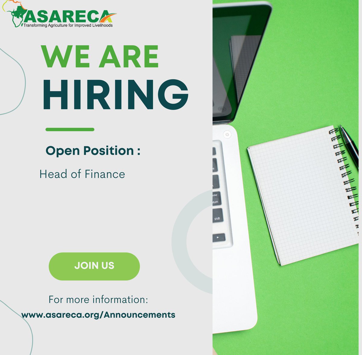 ASARECA is seeking for 2 highly competent persons to fill Positions: 
 1. Executive Assistant to the ED 
Link: asareca.org/announcements/…  
2. Head of Finance
Link: asareca.org/announcements/…   
To apply, kindly click the link   forms.gle/YqxQ4QWrdQm9Ct…… and complete the online form.