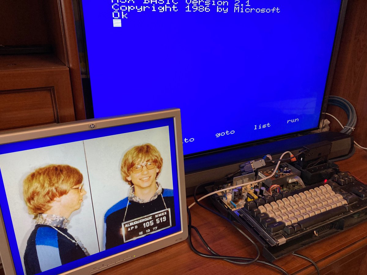 Eugeny_Brychkov's tweet photo. VGA 256x212 15bpp (B1) shown by the MSX2 with GR8NET+GR8VIDEO adapter. Not as perfect as on the openmsx screen, but I am anyway satisfied with the quality. Pic is perfectly stable. https://t.co/MoD7bTlSyL