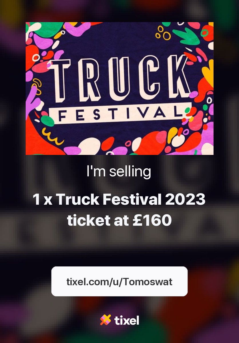 watkins_tomos's tweet photo. https://t.co/IEeRfE75CE
Gimme a shout
Truck Festival x1 ticket https://t.co/2QVKryD5ij