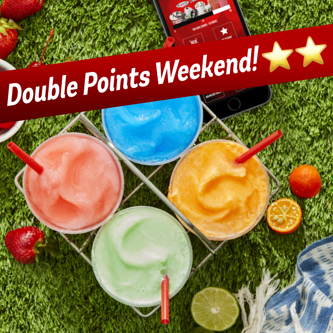 Now thru 7/16! We’re turning up the sweetness for Sweet Rewards members. DOUBLE POINTS weekend is here! Earn double sweet rewards on every delicious purchase this weekend only. 🍒  Not a member? Sign up online.