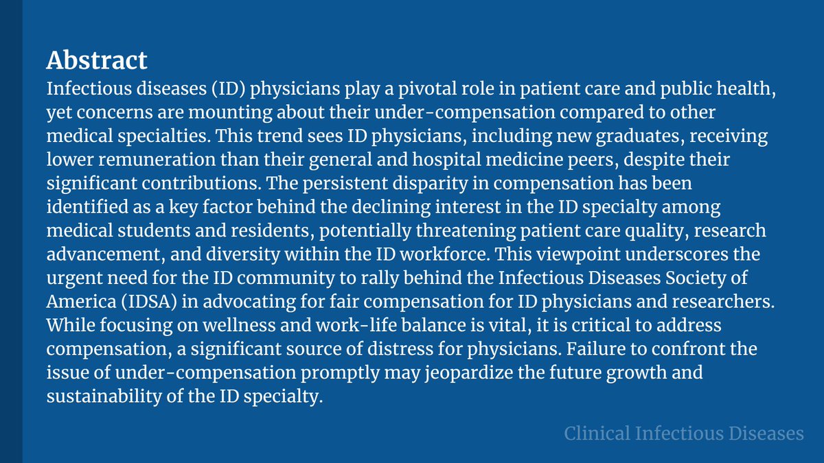 CIDJournal's tweet photo. Preserving the Future of ID: Why We Must Address the Decline in Compensation for Clinicians and Researchers

✅ Just Accepted
🆓 Freely Available
🔗 https://t.co/vogGIA9jdB https://t.co/GVkBmXYpw1