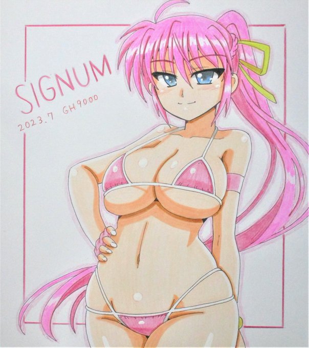 7月の色紙、小さめビキニなシグナム、完成しました～😆😊 