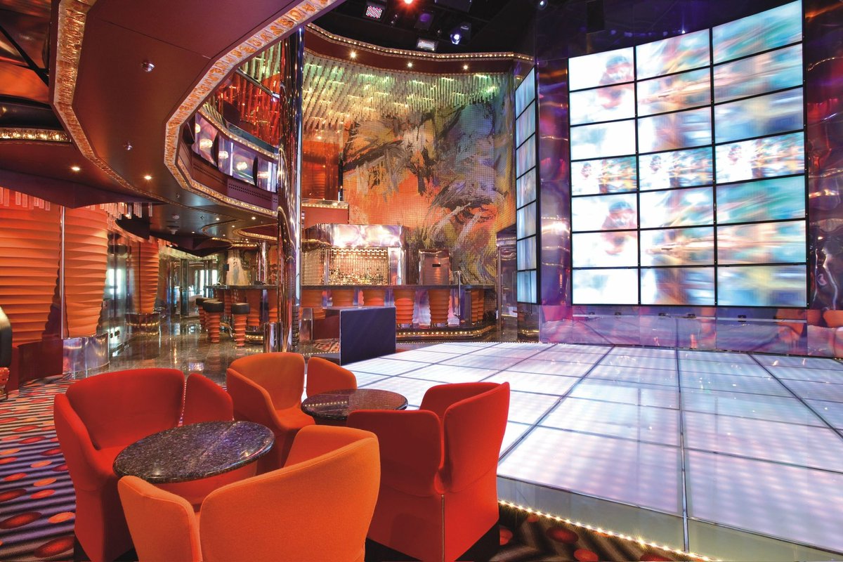 joyofcruising's tweet photo. Sat’s design #CostaDeliziosa Disco, 2010! Thursday #JoeFarcus most prolific, renowned cruise ship designer of our time joins #TheJoyOfCruising Podcast. Each day until the 20th we are highlighting one of his designs. Fun fact: Joe designed 11 ships for Carnival subsidiary #Costa https://t.co/YQewLLYxRQ