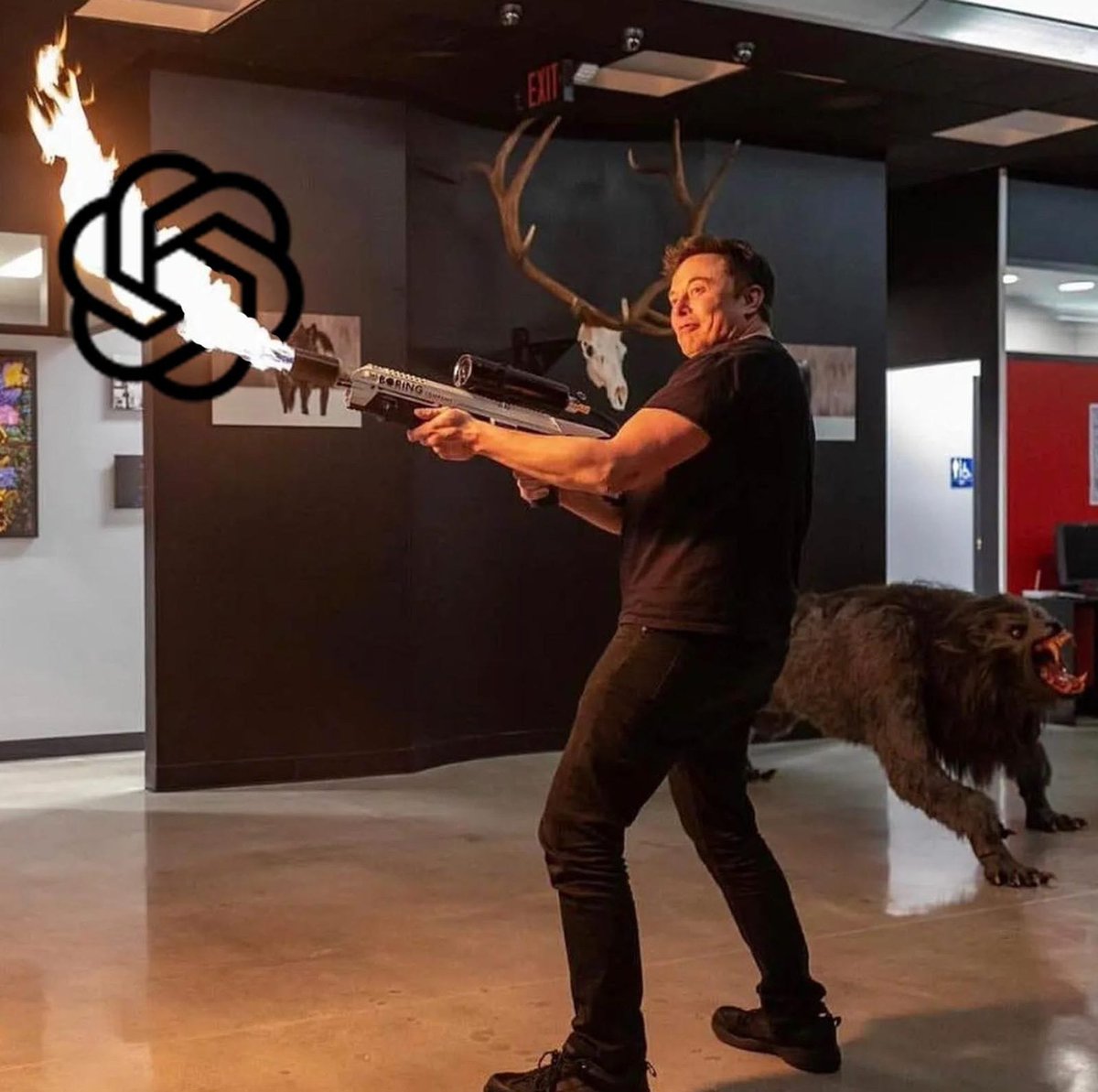 ElonMuskAOC's tweet photo. Should I drop my flamethrower again? 

Who wants one? https://t.co/iLOBCSEfz6