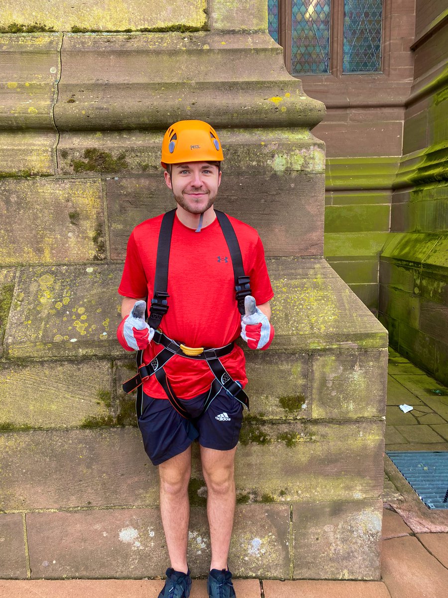 ImagineIndep01's tweet photo. A huge well done to Alex for abseiling down @livcatherdral on behalf of us today! ๐๐ผ๐๐ผ๐๐ผ not only an excellent staff member but a brave asbeiler - those winds werenโt playing games! ๐จ #abseilformentalhealth #imagineindependence https://t.co/BWPplUwu6C