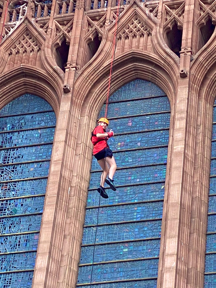 ImagineIndep01's tweet photo. A huge well done to Alex for abseiling down @livcatherdral on behalf of us today! ๐๐ผ๐๐ผ๐๐ผ not only an excellent staff member but a brave asbeiler - those winds werenโt playing games! ๐จ #abseilformentalhealth #imagineindependence https://t.co/BWPplUwu6C