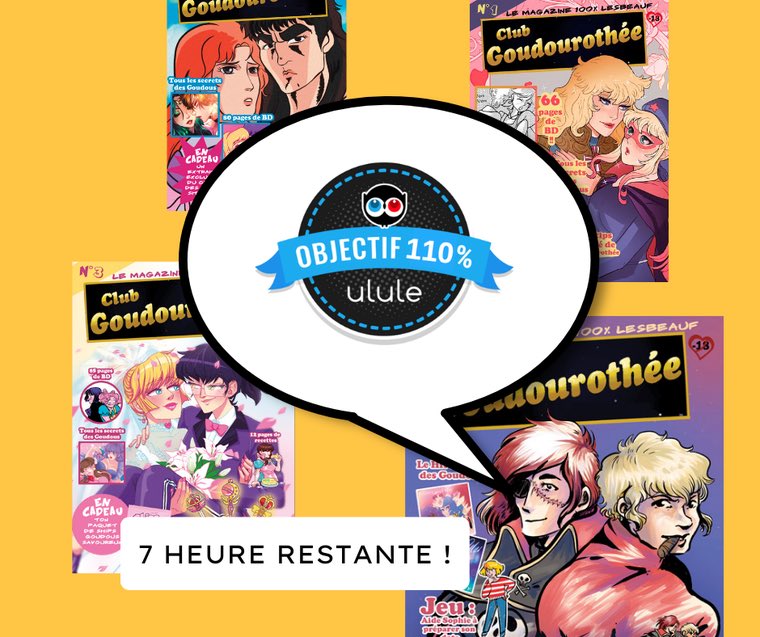 Goudourothee's tweet photo. Les 100 % ont été atteints jeudi soir, notre nouvelle objectif c’est les 110% ! 🔥 
￼Il ne vous reste que 7 heures pour avoir une chance de mettre la main sur les Club Goudourothée !! Après il sera trop tard !! Let’s go: https://t.co/vshrTDVTYK https://t.co/yR07ccq9qZ