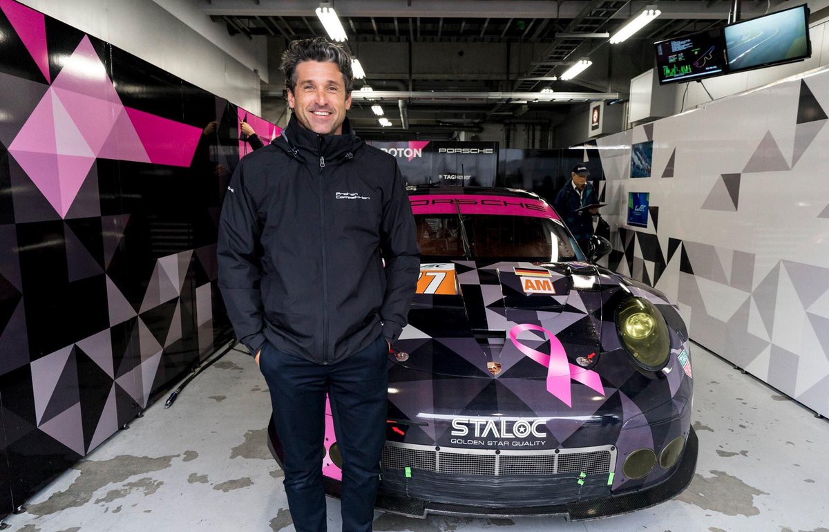 Patrick Dempsey Photo of the Day - at the 6 hours of Fuji in October 2017. The car was wrapped up in pink to support breast cancer awareness month. 

@PatrickDempsey #PatrickDempsey https://t.co/54uw2E3zzx