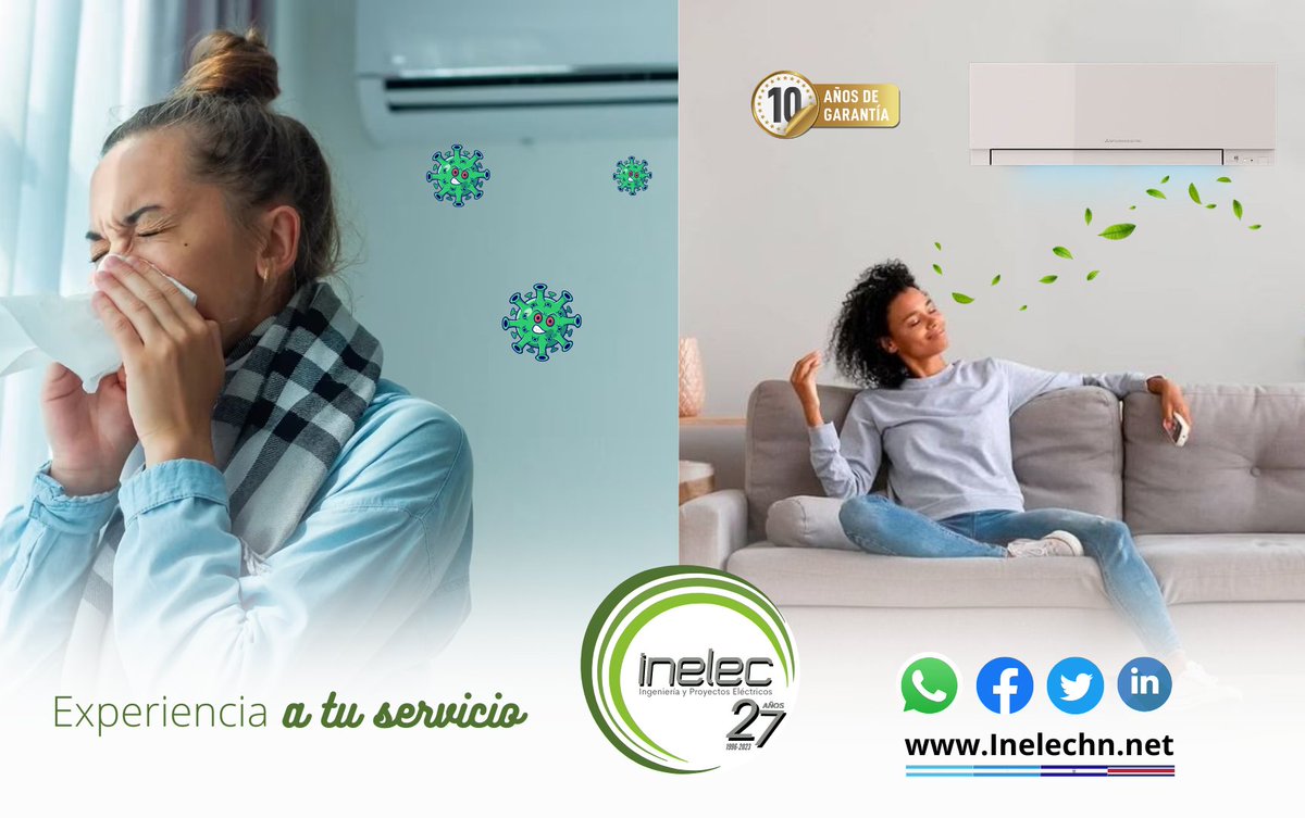 Inelec_hn's tweet photo. ¡Di adiós a las alergias y disfruta de un hogar libre de irritaciones con Mitsubishi Electric! 🌿😊 Nuestro aire acondicionado con filtro antialergias Plasma Quad Plus te ofrece un aire 97% limpio de alérgenos, brindándote un ambiente fresco y saludable. 🌬️❤️
#AirePuro #INELEC 🏠 https://t.co/mdeFkKmjCh