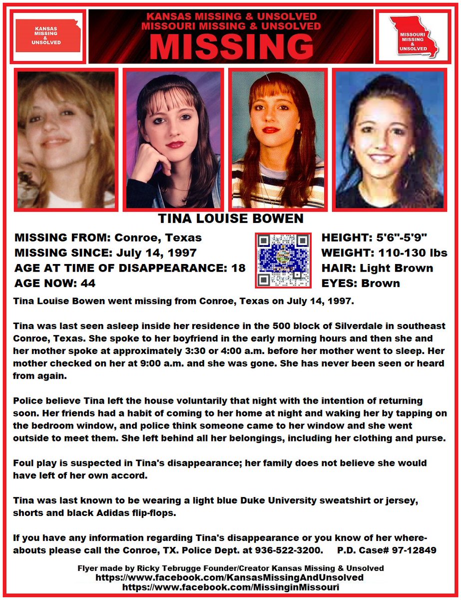 KansasMissing's tweet image. #SPECIALREQUEST #MISSINGPERSON #MISSING PLEASE RT/PRINT/POST!!! TINA LOUISE BOWEN (CONROE, TEXAS)!!! @AnnetteLawless #KansasMissing #MissingInKS
