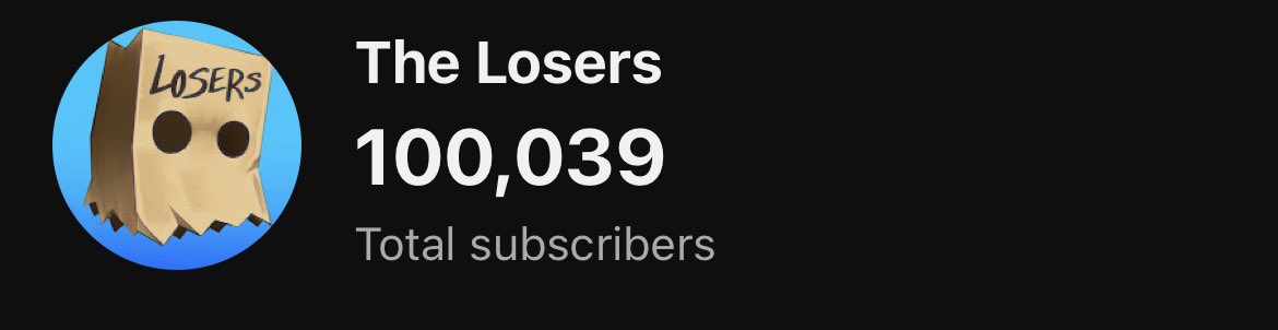 100k on the losers in just a few months, I love all you losers ❤️❤️❤️