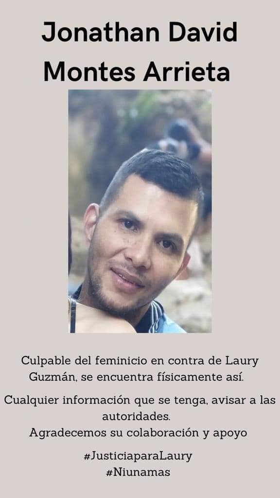 Luisalagares1's tweet photo. CONFIRMADO POR MEDICINA LEGAL, JONATHAN MONTES ES EL FEMINICIDA DE LAURY GUZMÁN!! 
Ayúdennos a difundir
#justiciaparalaury
#NosQueremosVivas https://t.co/mEQdg3eO5z