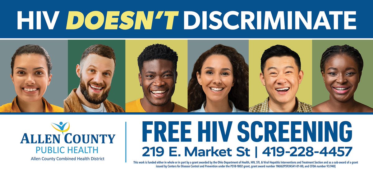 To learn more about the causes and symptoms of HIV visit:
odh.ohio.gov/know-our-progr…

To learn about the resources available at Allen County Public Health, visit: allencountypublichealth.org/.../std-clinic…

#freestdtest #STITesting #KnowYourStatusGetTested #ODH #hiv #aids #hivawareness