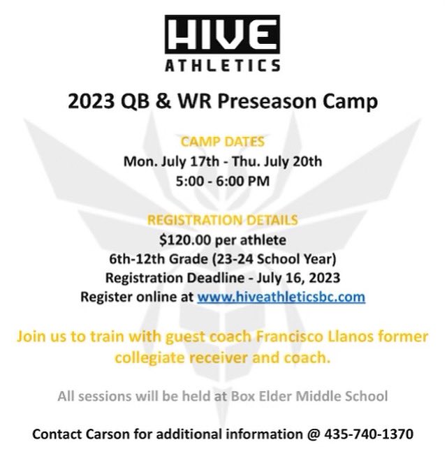 Coach_Llanos's tweet photo. 🚨SIGN UP TODAY🚨
There are no shortcuts to success!!!
📍Box Elder Middle School
🗓️7/17-7/20
⏱️5:00pm - 6:00pm
Registration Deadline: 7/16
.
.
.
.
.
.
#Details
#Technique
#Fundamentals
#WatchTheProcess https://t.co/vXeVde3Cz0
