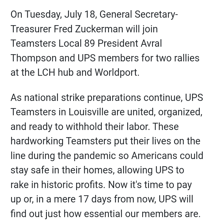 BrJoeBalkis's tweet photo. 7/14/23 #VOTENOups
#upsNegotiationsUpdate
#2023TeamstersupsContractCampaign 
#upsTeamstersRally in #Louisville on 7/18.
As #TeamstersMembers #PracticePicket they need to be organizing the #VoteNo on the line @ the rally.
https://t.co/fr95nqepH4 https://t.co/8IX3HuoHcg