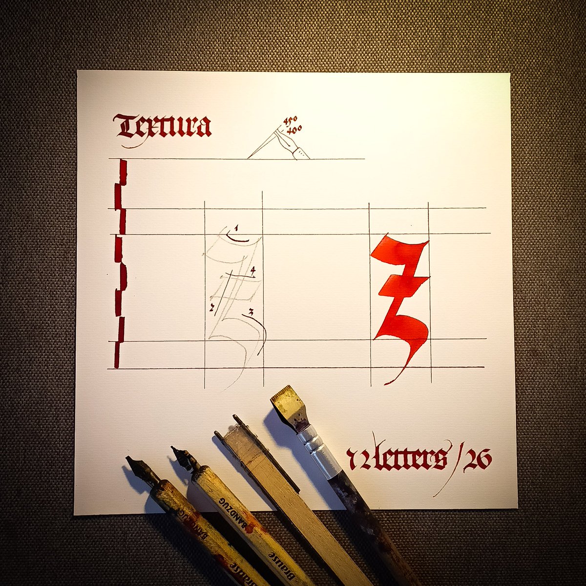 signum_et_imago's tweet photo. My 52 letters challenge 2023 with Textura from the turn of the 14th and 15th centuries.
Lowercase „z”.

#52letters #52letterschallenge #calligraphy #calligraphia #caligrafia #calligraphy #kaligrafia #caligrafia #signum_et_imago #textura #blackletter #gothicscript https://t.co/f1J8yp8sse