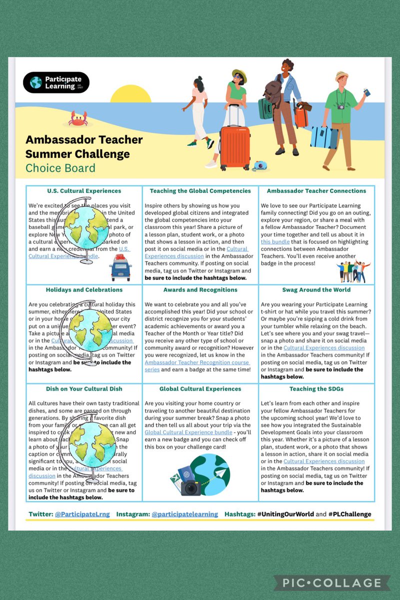 Three activities in a row 🌎 
I have been enjoying this summer challenge of sharing my cultural experiences with my Participate Learning family💙 <a href="/ParticipateLrng/">Participate Learning</a> 
#UnitingOurWorld #PLChallenge