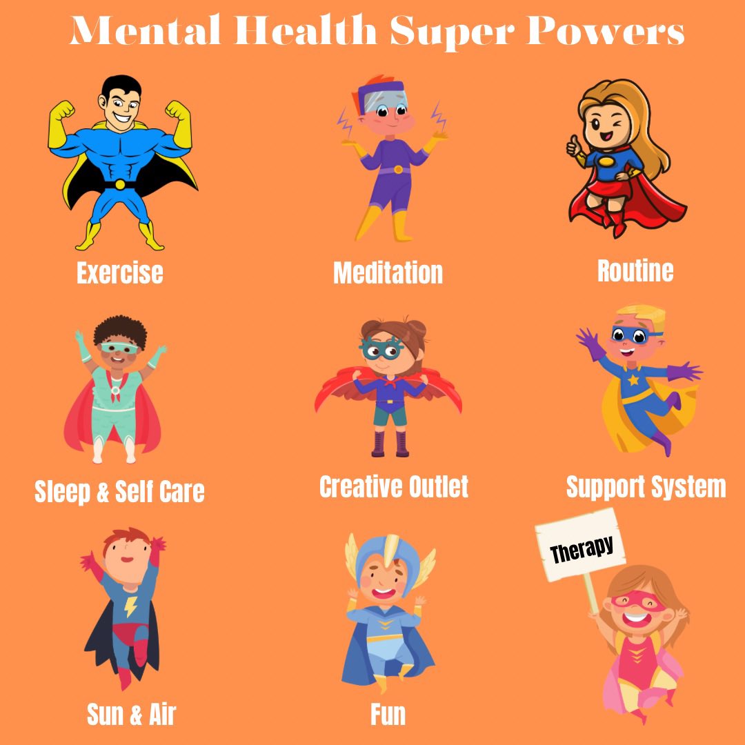 🦸‍♂️Unleashing the Super Powers of Mental Health! 💪

What super power will you be using today? 

#MentalHealthMatters #SuperHeroesForMentalHealth #SupportAndEmpower #HealthyMindHealthyLife
