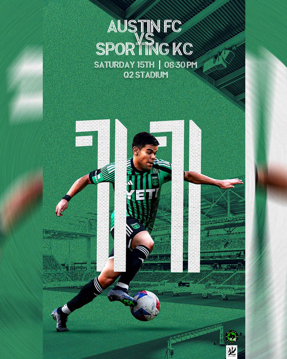 WeAreAustinTV's tweet photo. ‼️MATCH DAY IN ATX‼️

Our last home match before the Leagues Cup 🫶🏻

Score predictions? 🤔 

- Q2 Stadium 🏟️
- 8:30 PM CT 🕰️
- MLS Season Pass Apple TV 📺
- MLS Match Day 23🗓️

🎨goldesigns

#austinfc #verde #sportingkc https://t.co/3AJPpKeeKa