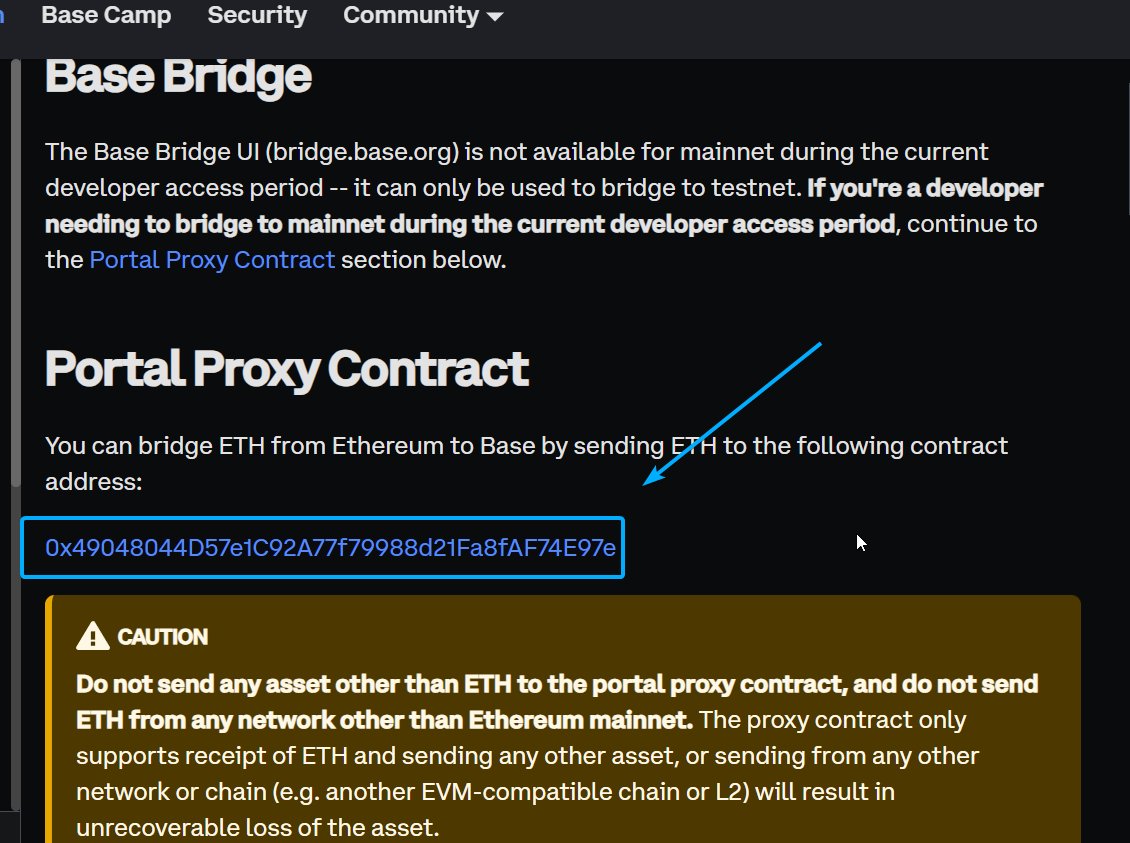 GACryptoO's tweet image. 🧵2/5
1️⃣ First Bridge Some ETH into #Base Mainnet

🔗docs.base.org/tools/bridges/

Send Some ETH from Mainnet to this Contract Address &amp;amp; you'll get ETH within 2 Mint on @BuildOnBase Mainnet

Add BSE RPC from #Chainlist: chainlist.org

Once you get ETH, Now you can mint NFT