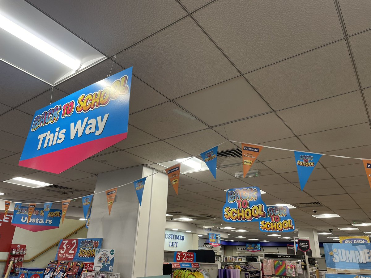 JetpackJake's tweet photo. Give us a chance to leave school first @WHSmith! We’ve got a week to go before the #SummerHolidays ☀️ https://t.co/zgEdZ4gblI